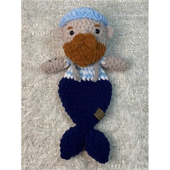 New Handmade Crochet Mr. Merman Child's Snuggler/Lovey - Picture 5 of 5
